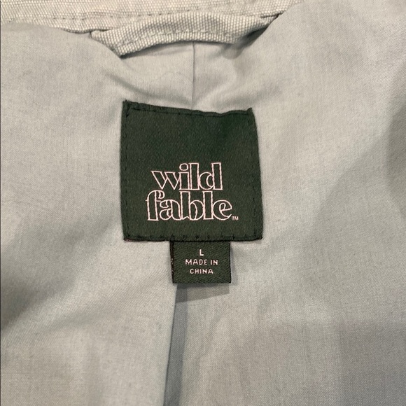 Wild Fable Soft Green-Blue Cropped Canvas Bomber Jacket with Stand-Up Collar - Picture 2 of 11